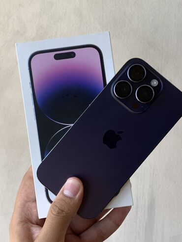 Мобильные телефоны: IPhone 14 Pro, Б/у, 256 ГБ, Deep Purple, Чехол, Коробка, 86 %