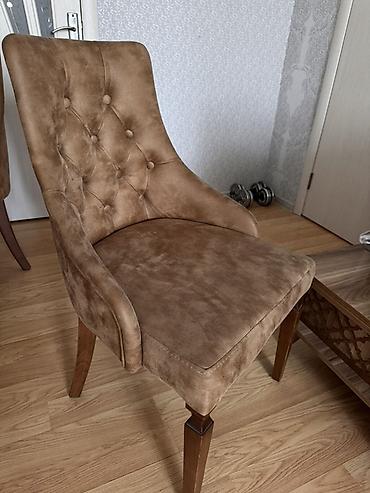 qonur rəng: 6eded stul Klassik dizaynlı yumşaq oturacaqlı stul - Rəng: isti qonur — 1