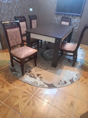 qabaq ustol: Для гостиной, Прямоугольный стол, 5 стульев