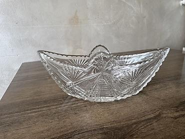 xrustal vaza: - Material: qalın şüşə/kristal tipli - Növ: dekorativ meyvə və ya — 1