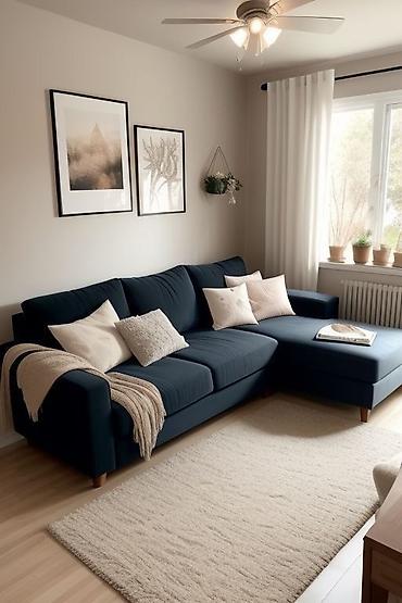 Divanlar: Məhsul: Künc divan (L‑şəkilli) Təsvir: - Müasir, minimal dizaynlı — 2