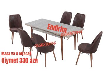 Masa və oturacaq dəstləri: Mətbəx üçün, Yeni, Açılan, Dördbucaq masa, 4 stul — 3