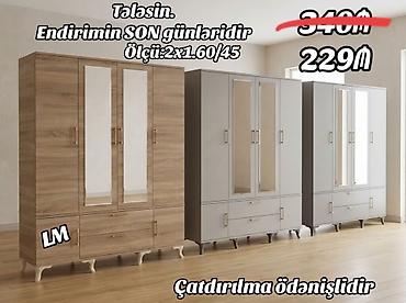 Dörd qapılı şkaf – güzgülü model Ölçü: 2 x 1.60 / 45 Xüsusiyyətlər: -