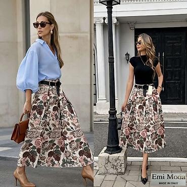 bianca set: Midi suknja sa bogatim cvetnim žakard dezenom – Emi Moda, Made in — 1