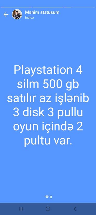 PS4 (Sony Playstation 4): Əla vəziyyətdədi