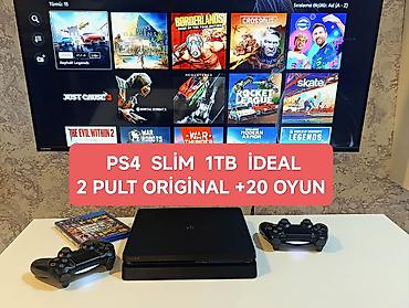 nintendo switch 2: PS4 slim 1TB əla vəziyətdə + 2pult original +20 oyun Cihaz Avropadan — 1