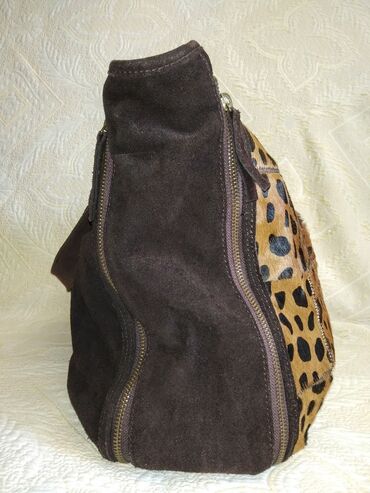 Torbe: Fantastična kožna braon torba sa prirodnom dlakom Odlična skupocena i — 5