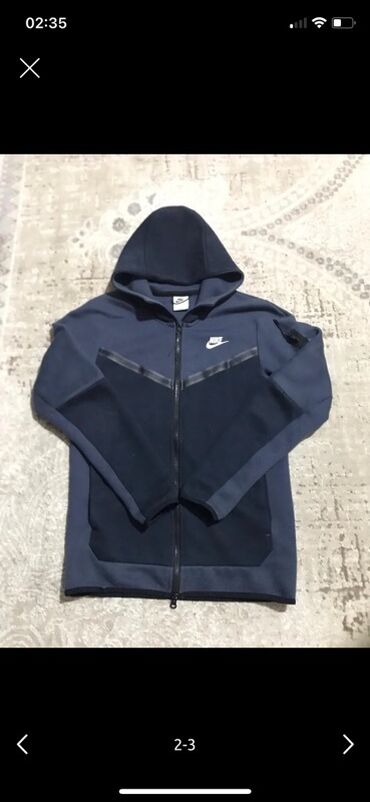 найк теч флиск: Стильная худи Nike Tech Fleece темно-синего цвета с застежкой-молнией