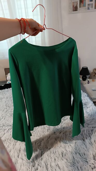 bluze i tunike: S (EU 36), M (EU 38), Single-colored, color - Green