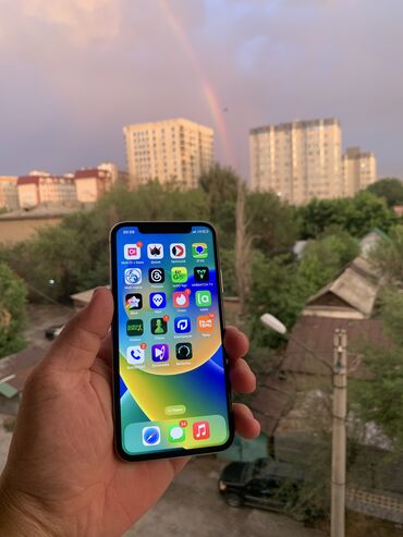 кабель телефонный: IPhone X, Колдонулган, 256 ГБ, Blue Titanium, Заряддоочу түзүлүш, Каптама, 100 %