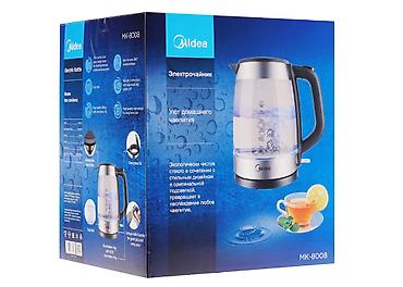 чайник электрический midea: Чайник электрический Midea MK-8008, 1.7 л, 2200 Вт, подсветка, стекло — 4