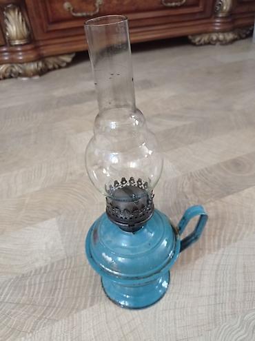 Ev üçün dekor: Mavi metal gövdəli klassik kerosin lampası - Material: metal korpus — 1