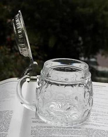 Staro posuđe i escajg: Vntag ORIGINAL BMF BIERSEIDEL Bubble Glass Stein Pevter 1950. Made in — 8