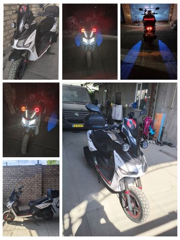 купить мотоцикл в рассрочку: Скутер Jet Moto в бело-черном цвете с красными акцентами