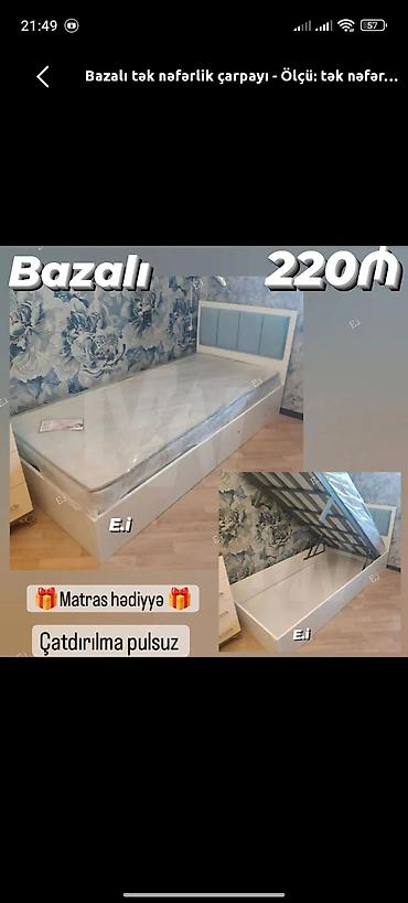 dvp: Yeni, Təknəfərlik çarpayı, Bazalı, Matras ilə, Siyirməsiz — 2