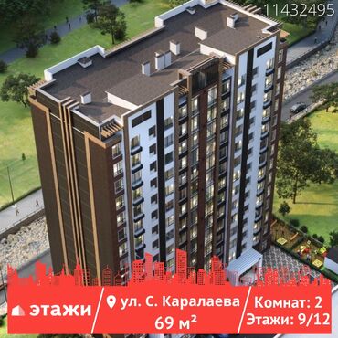 готовые квартиры под псо: 2 комнаты, 69 м², Элитка, 9 этаж, ПСО (под самоотделку)