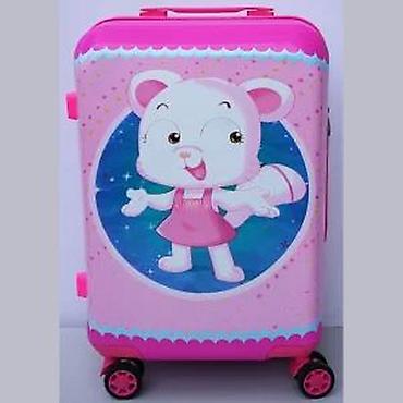 Rančevi, torbe i koferi: Dečji kofer na točkiće – roze, sa crtanim likom - Dimenzije: kabinski — 8