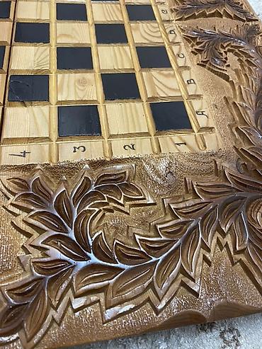 Шахматы: Резные деревянные шахматы/шашки - Большое настольное игровое поле — 3