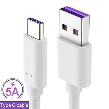 Kabellər: Type-c 5 amper usb kabel. 5-amper ötürməyə malik ağ və qara type-c — 2
