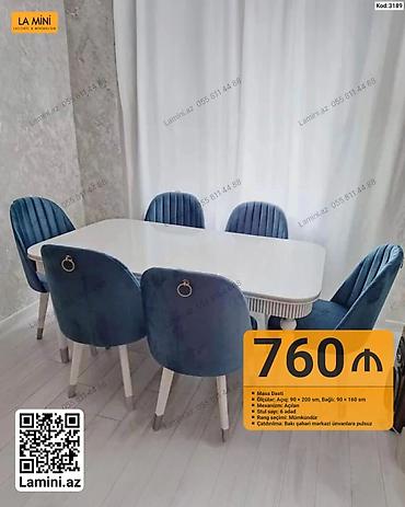 Məhsul: Masa Dəsti (Kod: 3189) Tərkib: - Masa + 6 ədəd stul Ölçülər