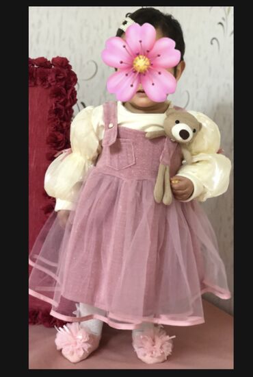 детские перчатки к платью: Детское платье, цвет - Розовый, Новый