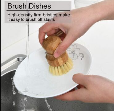 посуда для кухни: Бамбуковые щетки для мытья посуды, Кухонные деревянные стены для мытья