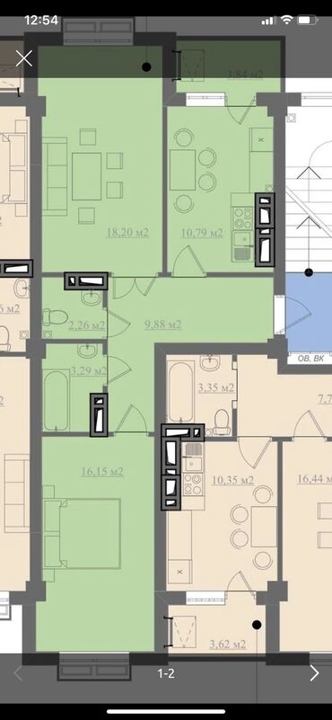 квартира без хозяина ак босого: 2 комнаты, 65 м², Элитка, 4 этаж, ПСО (под самоотделку)