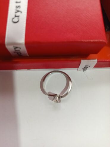 Tuflilər: Gümüş rəngli tek qas zərif üzük 7olcu 17razmer - Dizayn: Asimmetrik — 6