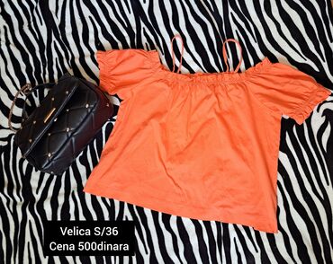 Tops: H&M, S (EU 36), Cotton, Single-colored, color - Orange