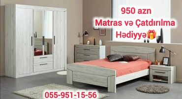 Yataq otağı dəstləri: 2 təknəfərlik çarpayı, Dolab, Komod, Termo, Azərbaycan, Yeni — 4