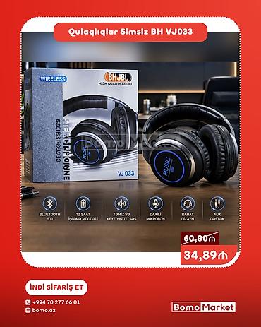 Yeni Simsiz (Bluetooth) Qulaqcıqlar, rəng - Qara