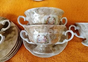 çay servis: Çay dəsti, rəng - Bej, Farfor, 5 nəfərlik, Polşa — 4