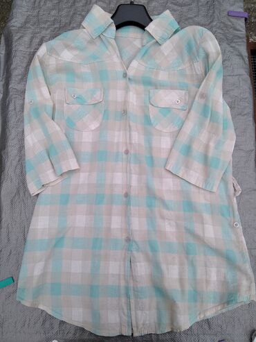 hm ženske košulje: M (EU 38), Cotton, Plaid, color - Turquoise