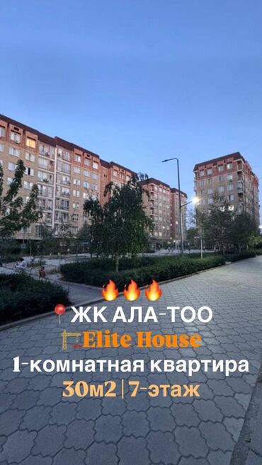 долгосрочная квартира пишпек: 1 бөлмө, 30 кв. м, Элитка, 7 кабат, Евроремонт