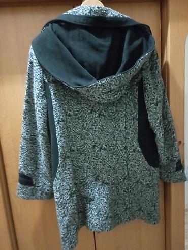 Paltolar: Qadın palto – boz-mələk (melanj) rəngli, qara detallar ilə - Stil — 2