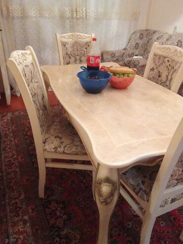 купить массажную кровать серагем бу: Qonaq otağı üçün, Açılmayan, Dördbucaq masa, 6 stul