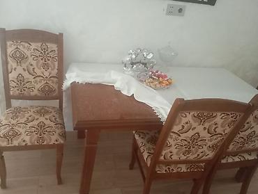 madeyra mebel stol stul: Ağac yemək dəsti – masa və 4 stul - Material: massiv ağac karkas — 3