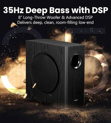 Dinamiklər və kolonkalar: Edifier  T5s / Black Powered Active Subwoofer ✨ 8 düymlük uzun atışlı — 2