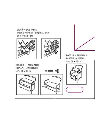 Setovi stolova i stolica: Set garnitura – 2 fotelje + stočić (ratan stil) - Materijal — 11