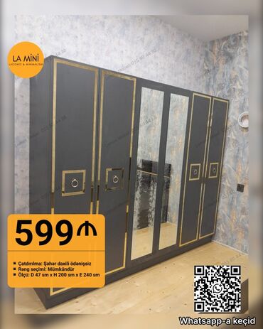 metbex dolab: Yeni, Açılan, 6 qapı Düz dolab, Qarderob, paltar dolabı, Azərbaycan
