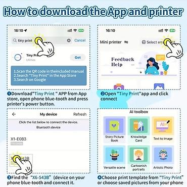 Printerlər: Mini Portativ Termal Printer (Bluetooth) Kiçik ölçülü, rahat daşınan — 4