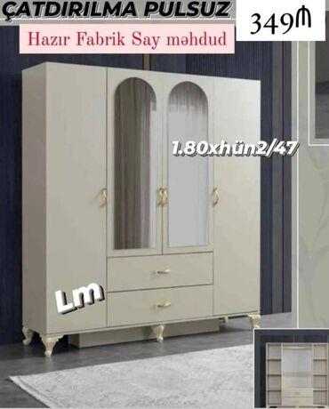Çarpayılar: ✨ 4 Qapılı Dolab – Fabrik istehsalı ✨ ✅ Qiymət: 349₼ ✅ Ölçü: Standart