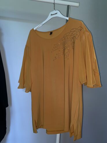 heklane bluze od svilenog konca: 5XL (EU 50), Polyester, Print, color - Yellow