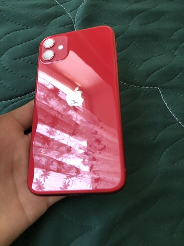 Apple iPhone: IPhone 11, Б/у, 128 ГБ, Красный, Защитное стекло, Чехол, Кабель, 100 %