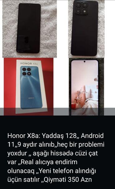 kreditle telefon satisi: Honor 8X, 128 GB, rəng - Qara