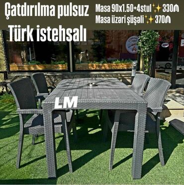 Masa və oturacaq dəstləri: Yeni Plastik masa dəsti📌 Türk istehsalı masa+4STUL 📌 Qiymət: 330₼ Ölçü