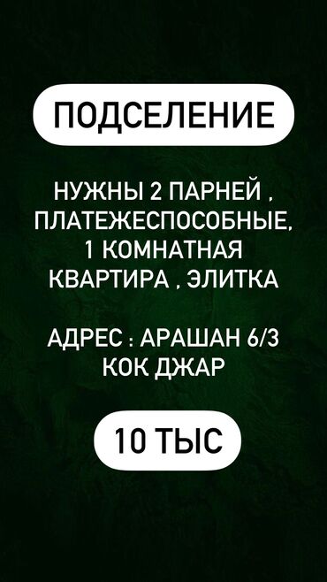 тоголок молдо квартира: 1 бөлмө, Менчик ээси, Чогуу жашоо менен, Жарым -жартылай эмереги бар