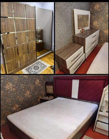 Двуспальная кровать, Шкаф, Трюмо, 2 тумбы, Б/у