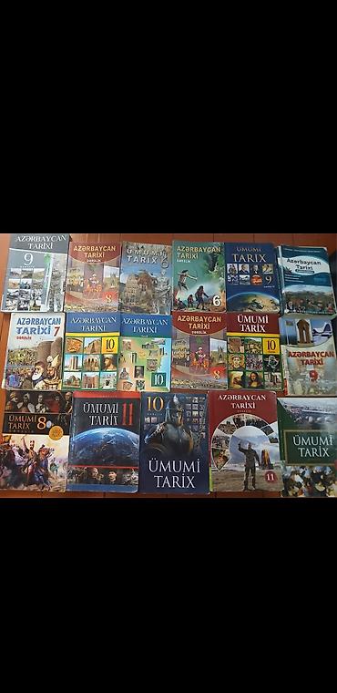 Azərbaycan və Ümumi Tarix fənləri üzrə dərslik toplusu. Şəkillərdə 6