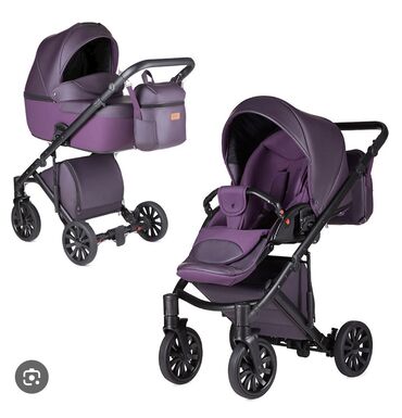детская коляска барс: Коляска, цвет - Фиолетовый, Б/у